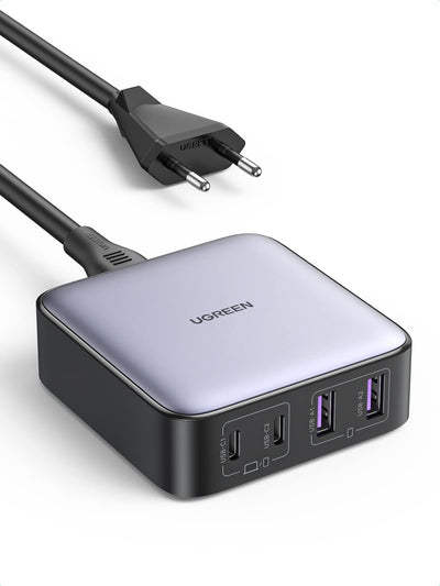 UGREEN Nexode Cargador USB C GaN de 65W con 4 Puertos y Cable de 2M