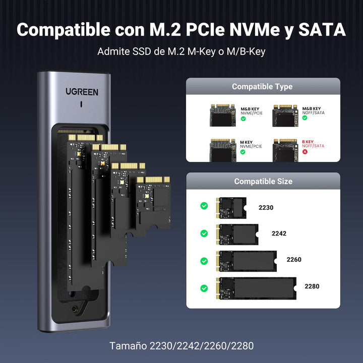 UGREEN 10Gbps M.2 NVMe SATA PCIe SSD Carcasa