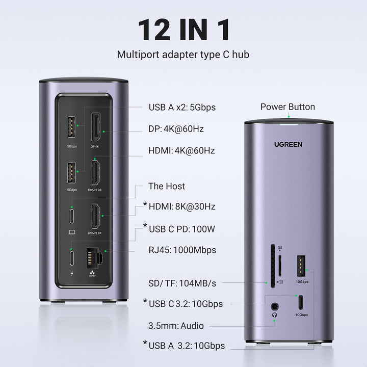 UGREEN Docking Station USB C 13 En 1