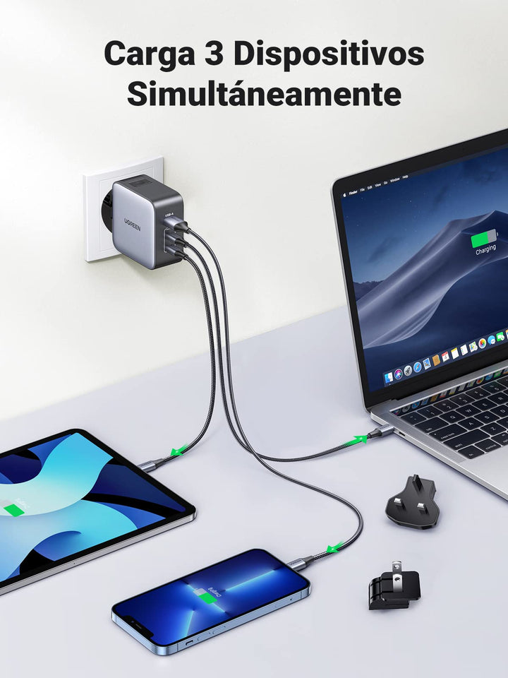 UGREEN Nexode Cargador de Viaje GAN de 65W con Adaptadores