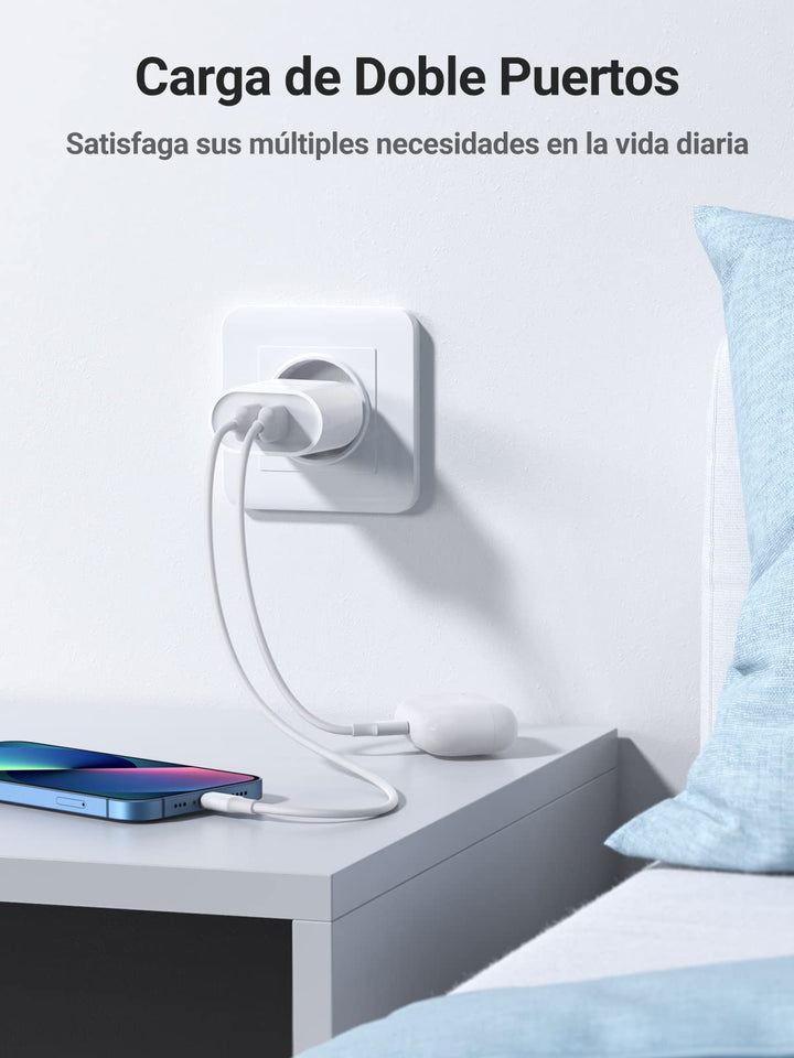 UGREEN 17W Cargador de Pared con Doble USB Puertos