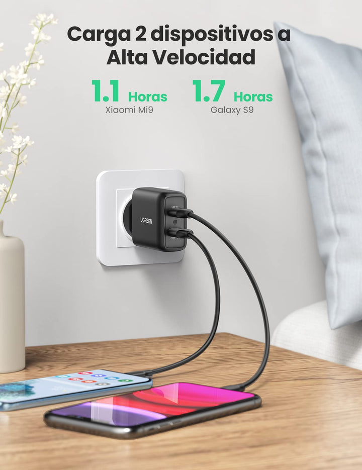  UGREEN Cargador Rápido Tipo C de 18W con Quick Charge 3.0