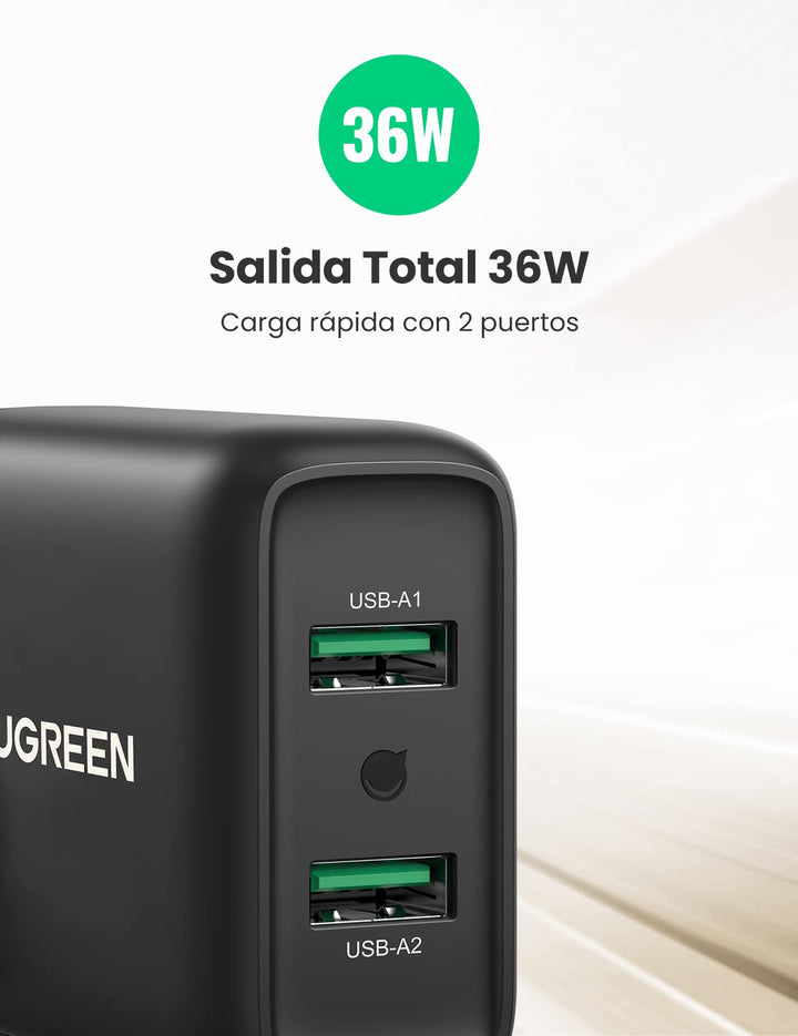  UGREEN Cargador Rápido Tipo C de 18W con Quick Charge 3.0