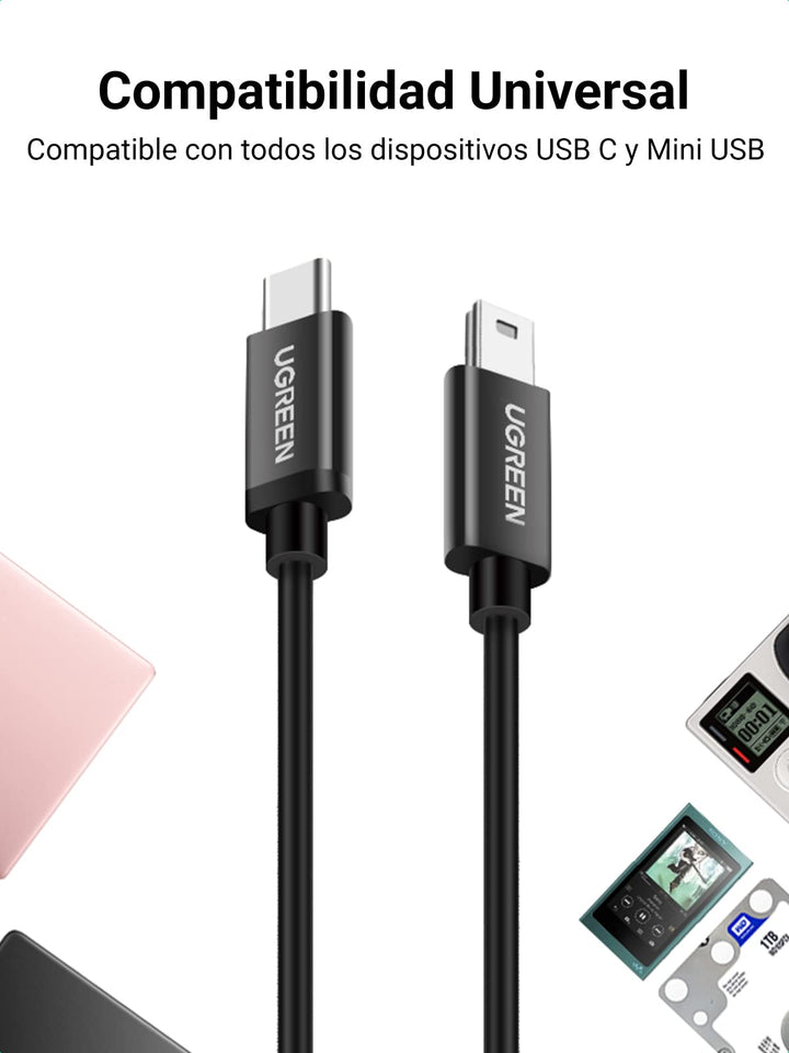 UGREEN 1M Cable USB Tipo C a Mini USB, Cable Mini USB 2.0