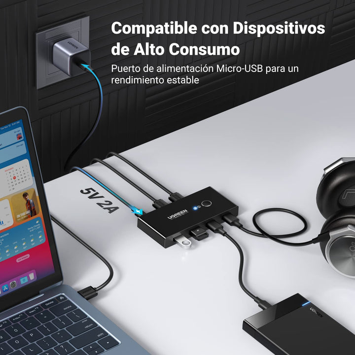 UGREEN 4 Puertos USB 3.0 Switch 2 Entradas y 4 Salidas Switch