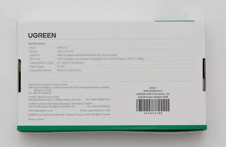 UGREEN Adaptador SATA 2,5" 3,5" HDD SSD 20TB, Cable SATA USB 3.0