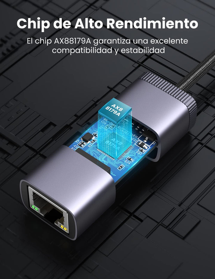 UGREEN Adaptador USB a Ethernet, Adaptador de Red USB 3.0 a RJ45