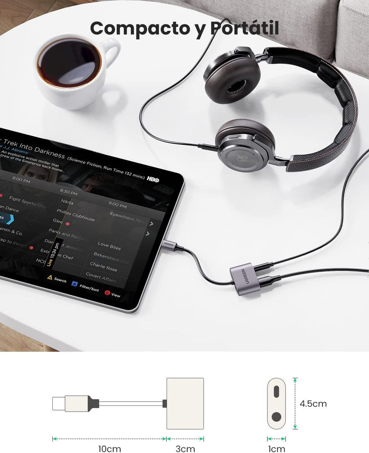 UGREEN Adaptador USB C a Jack 3.5 mm y 30W Cargador PD Carga Rapida