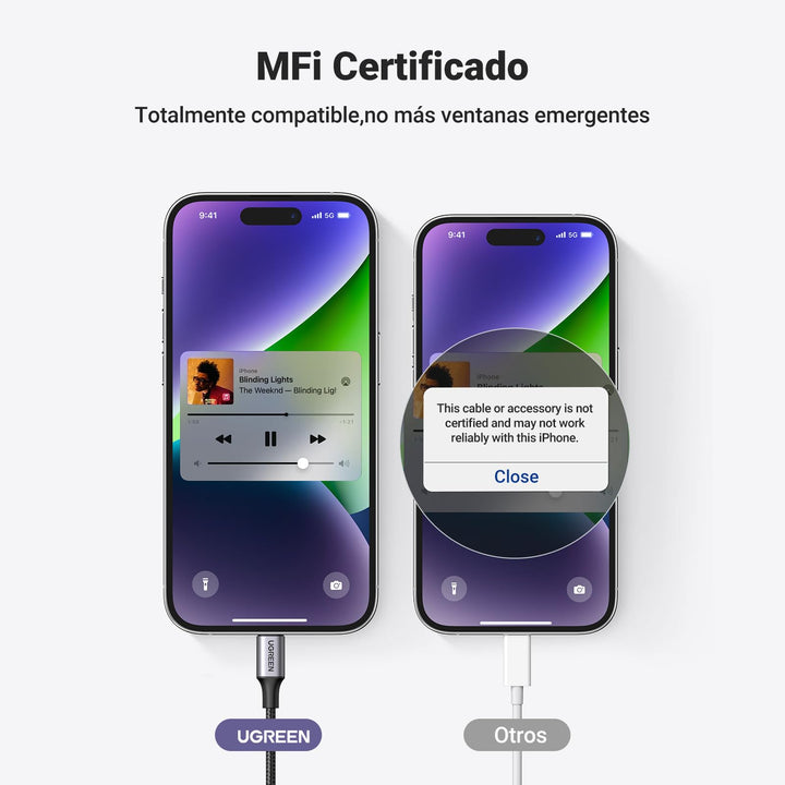 UGREEN Cable Auxiliar, MFi Certificado Cable Lightning