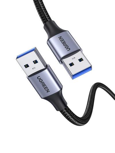 UGREEN Cable USB 3.0 Tipo A Macho a Tipo A Macho Conexión de Alta Velocidad 5Gbps para Ordenador, Portátil, Disco Duro SDD, Base Refrigeradora, DVD, Webcam, Cámaras, Módems, 0.5 Metros