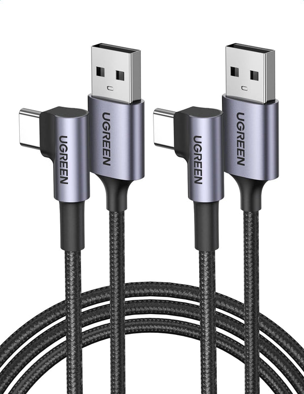 UGREEN Cable USB C 90 Grados, Cable USB A a USB C Carga Rápida 1M+2M