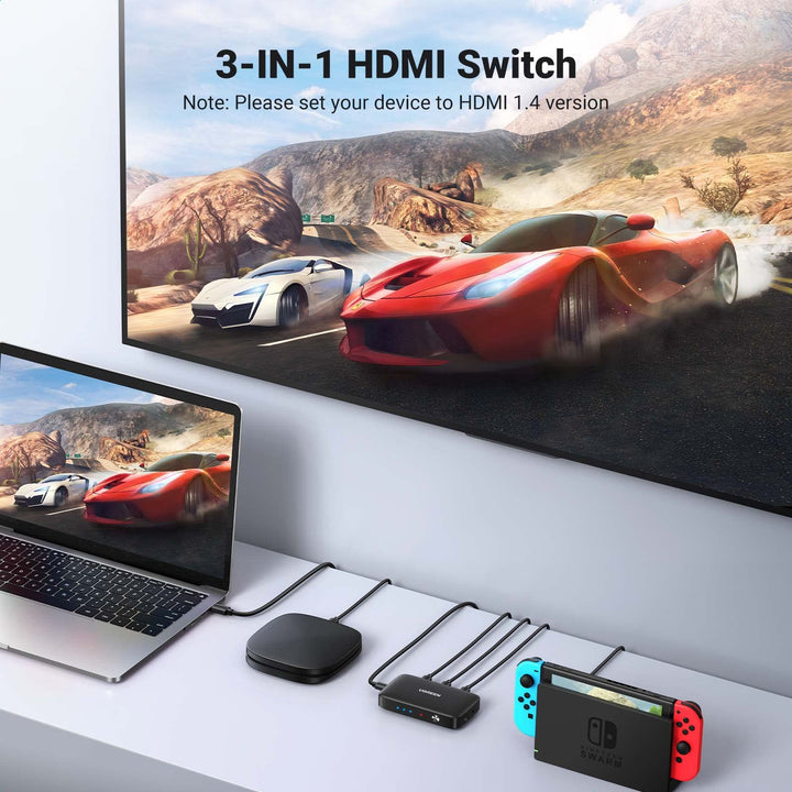 UGREEN HDMI Switch 3 Entradas a 1 Salida, HDMI Conmutador 3D 4K@30Hz