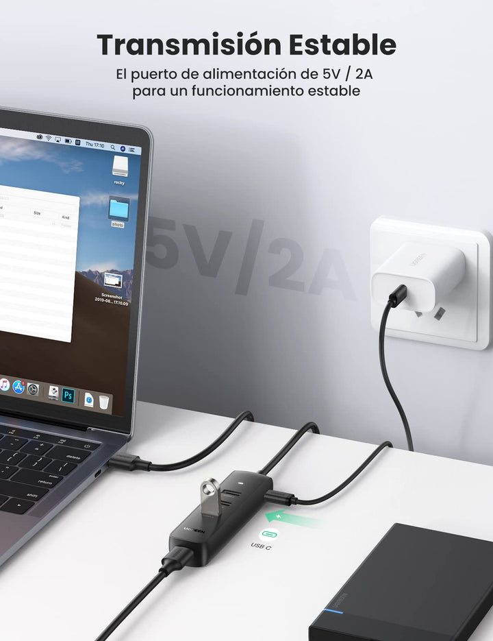 UGREEN Hub USB 3.0 4 Puertos con Cable de 1 Metro