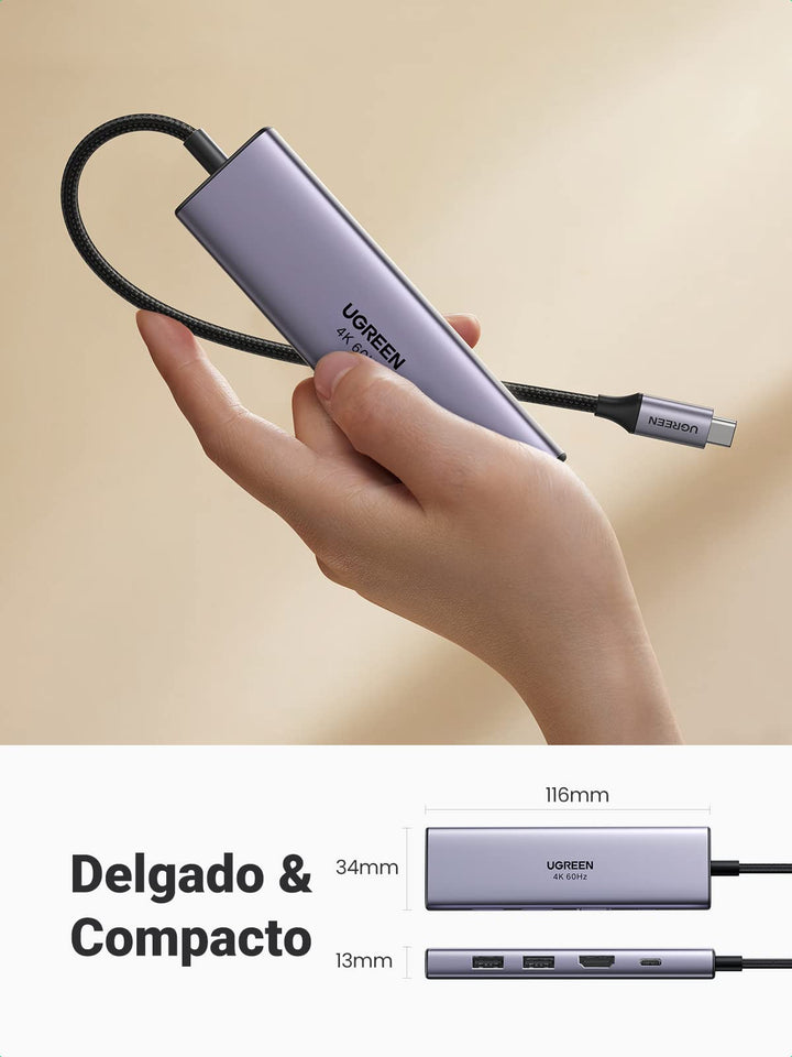 UGREEN Hub USB C 4K 60Hz, 6 En 1 USB C Hub a HDMI 4K 60Hz