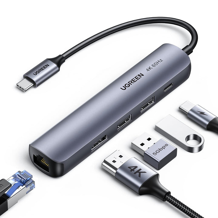 UGREEN Hub USB C 5 En 1 Adaptador USB C a HDMI 4K Gigabit Ethernet