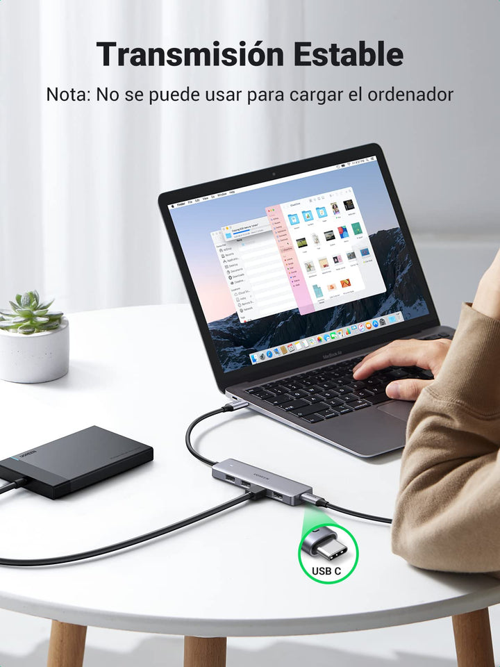 UGREEN Hub USB C a USB 3.0 4 Puertos Ladrón USB C 5Gbps Adaptador