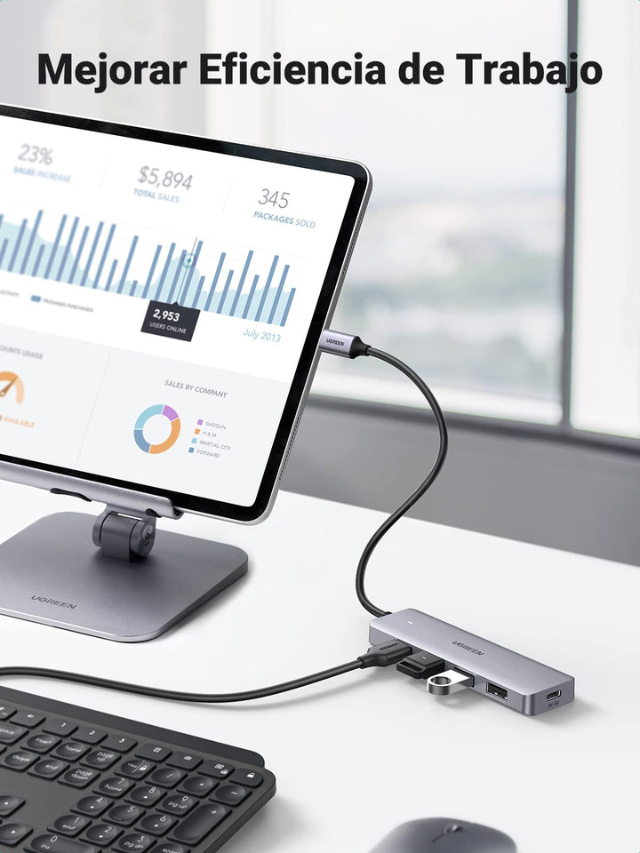 UGREEN Hub USB C a USB 3.0 4 Puertos Ladrón USB C 5Gbps Adaptador