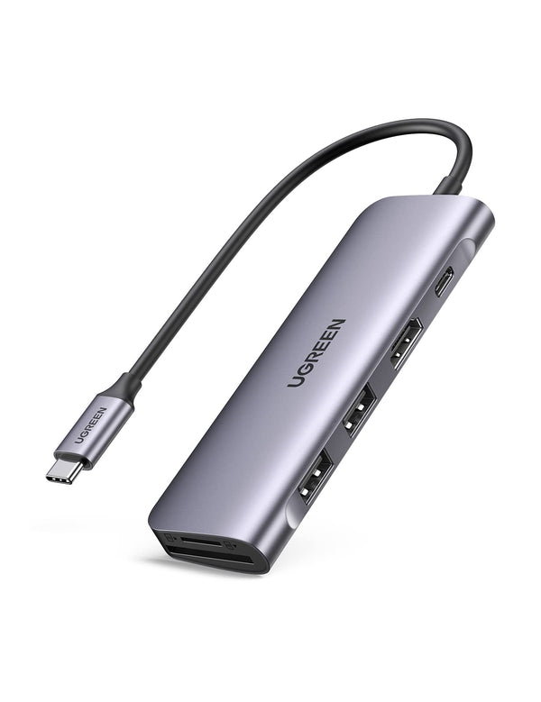 UGREEN HUB USB C, Adaptador USB C a 4K HDMI, 2-Puerto USB 3.0, Lector Tarjeta SD TF y USB C 100W Power Delivery, USB C Hub Compatible con Macbook Pro Air M2 M1 Steam Deck, Galaxy S22, iPad