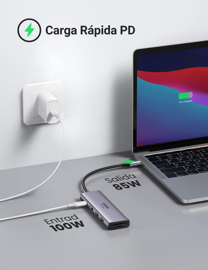 UGREEN Hub USB C, Adaptador USB C Hub HDMI 4K 60Hz, USB 3.0 2 Puertos