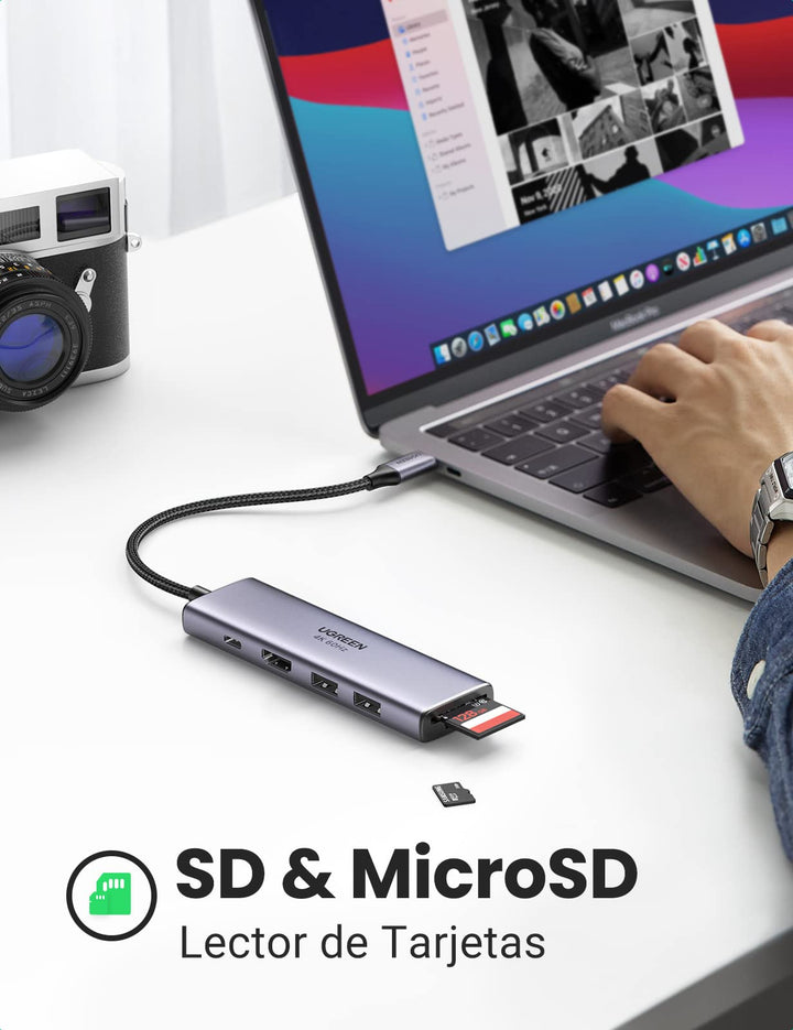 UGREEN Hub USB C, Adaptador USB C Hub HDMI 4K 60Hz, USB 3.0 2 Puertos