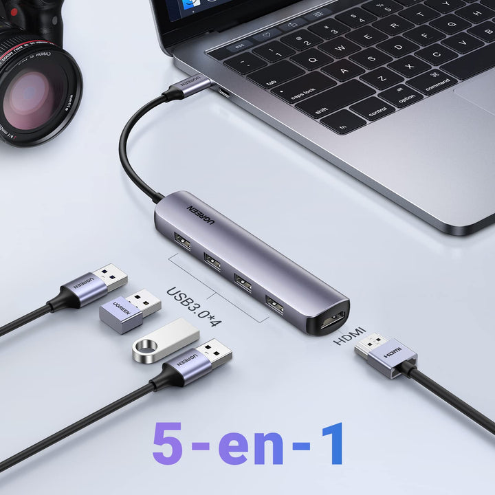 UGREEN Hub USB C HDMI 4K 5 En 1 Adaptador USB C a 4K HDMI USB 3.0 5Gbps