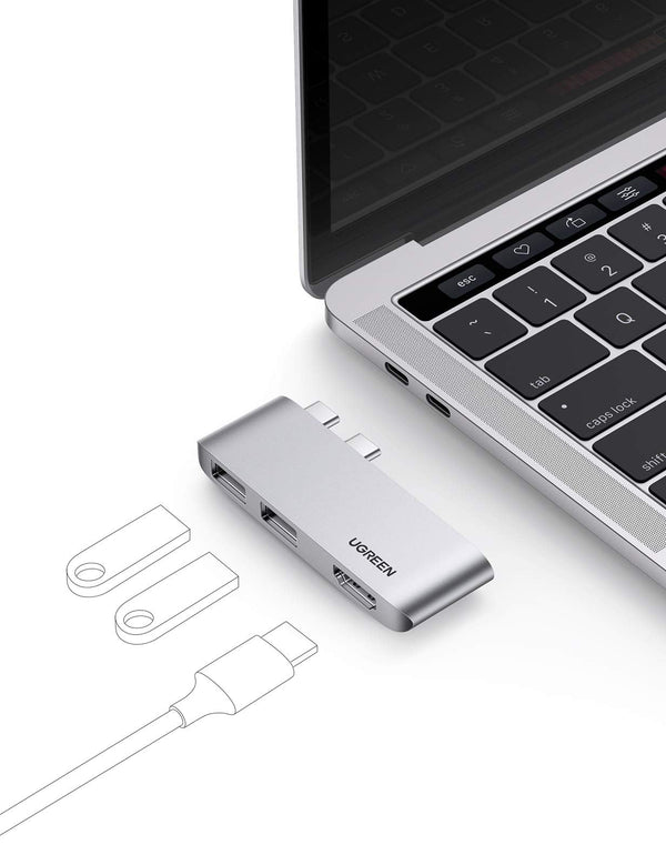 UGREEN HUB USB C HDMI 4K 60Hz, Adaptador USB C a 2 USB 3.1