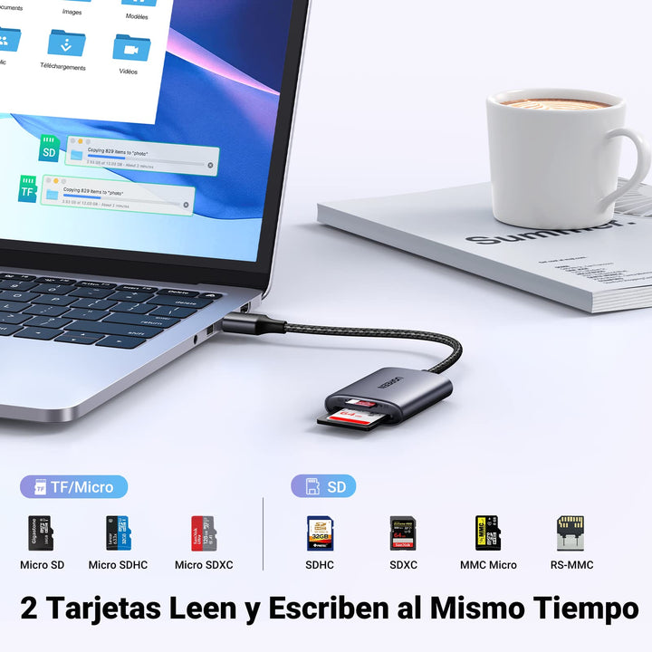 UGREEN Lector de Tarjetas USB 3.0 Leer Simultánea SD, Micro SD