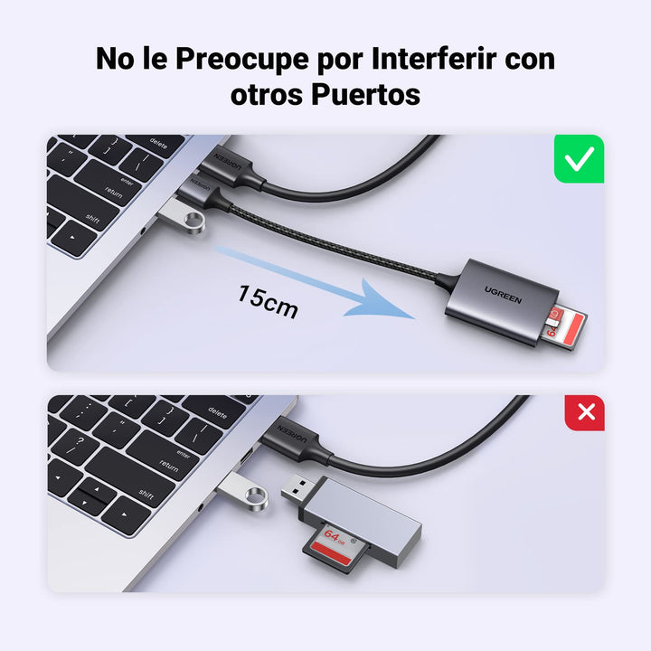 UGREEN Lector de Tarjetas USB 3.0 Leer Simultánea SD, Micro SD