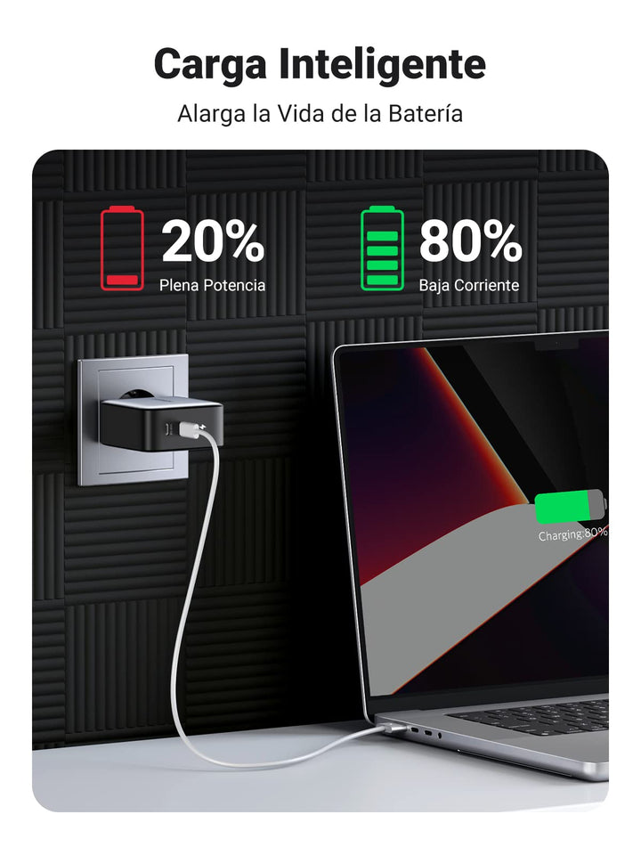 UGREEN Nexode 100W Cargador USB C GAN, Cargador Doble USB C