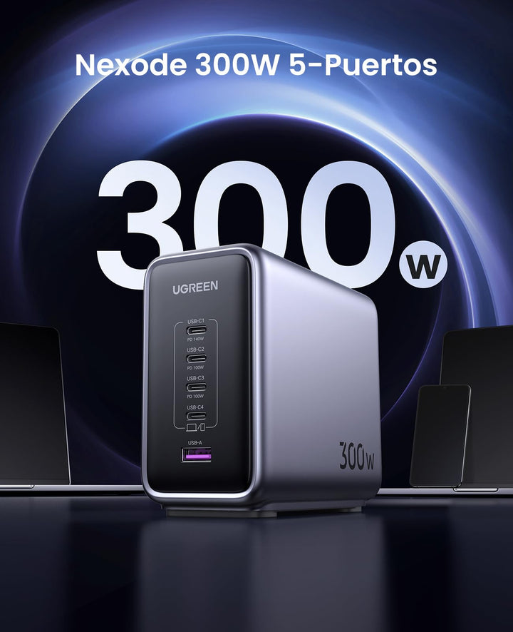 UGREEN Nexode Cargador USB C GAN de 300W, Cargador PD 3.1