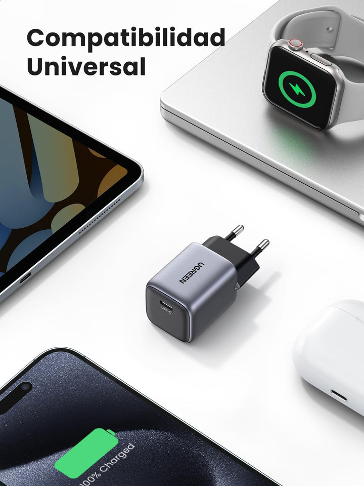 UGREEN Nexode Mini Cargador USB C GaN de 30W