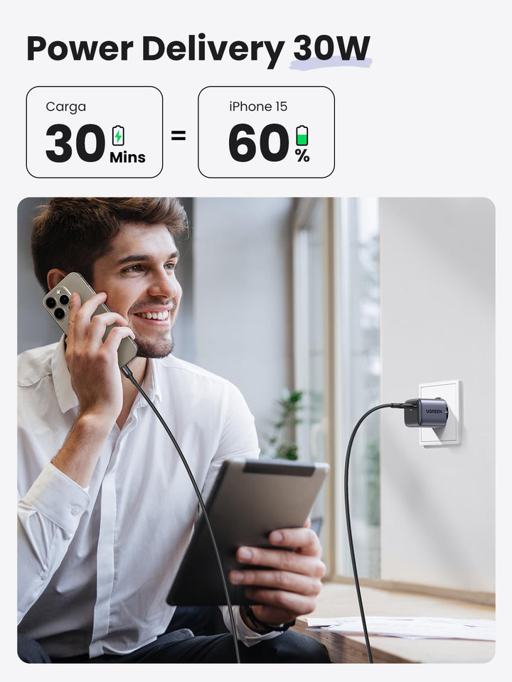 UGREEN Nexode Mini Cargador USB C GaN de 30W