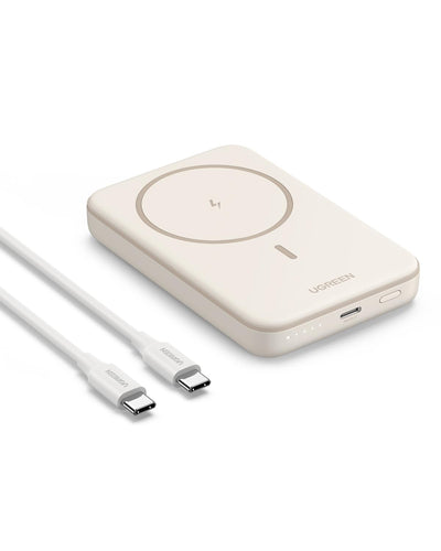 UGREEN Nexode Power Bank Magnético 5000mAh con Cable USB C (Beige)