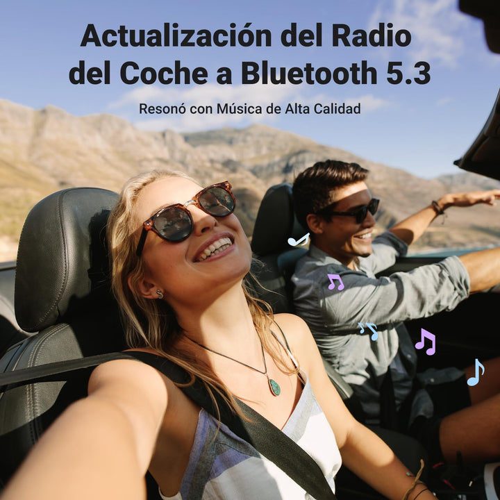 UGREEN Receptor Bluetooth 5.3 Adaptador Bluetooth para Coche AUX Audio Jack 3.5mm Coche Micrófono Incorporado, A2DP Estéreo Música y Llamadas Manos Libres en Automóvil, para Altavoz TV, Gris Oscuro