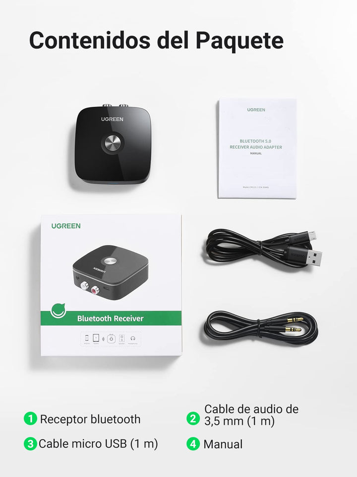 UGREEN Receptor Bluetooth con EDR Tecnología Adaptador Aduio