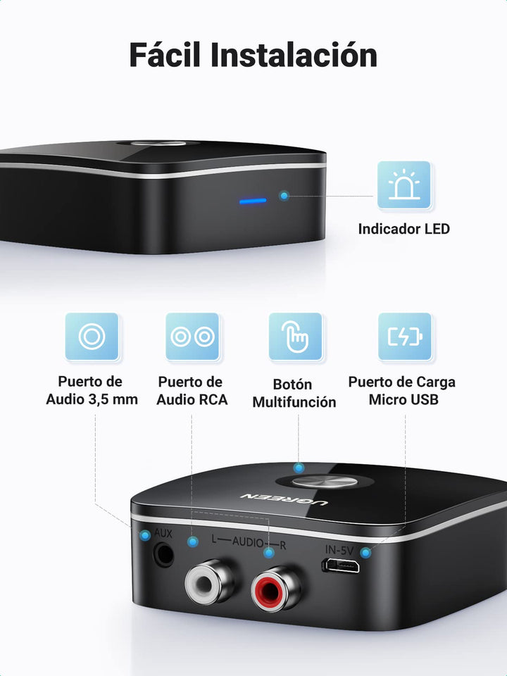 UGREEN Receptor Bluetooth con EDR Tecnología Adaptador Aduio