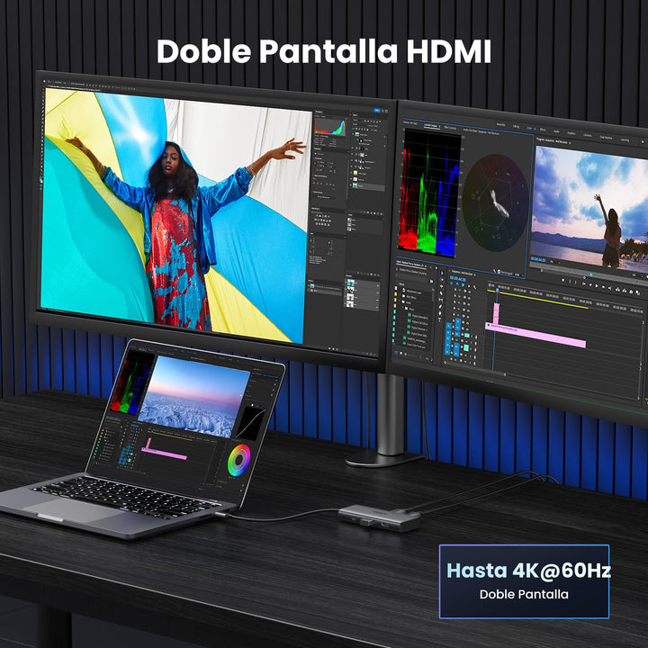 UGREEN Revodok Hub USB C Doble HDMI 8K 4K Adaptador