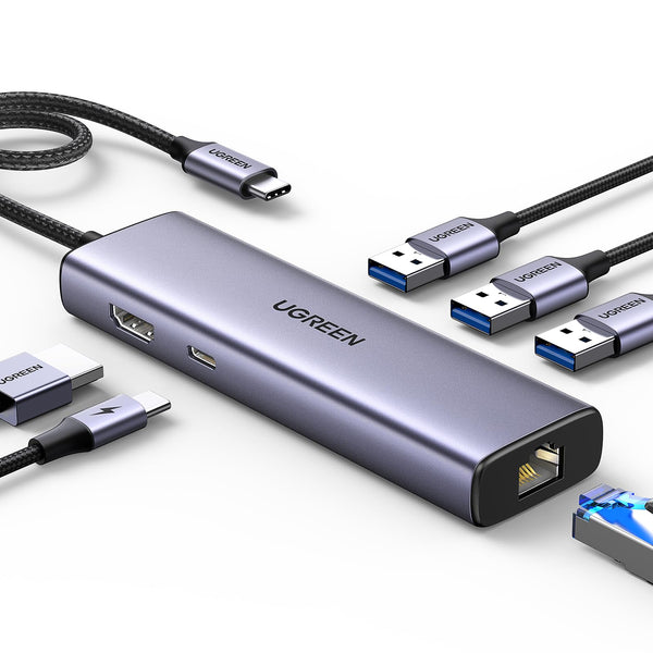 UGREEN Revodok Hub USB C Ethernet Gigabit HDMI 4K PD 100W Adaptador