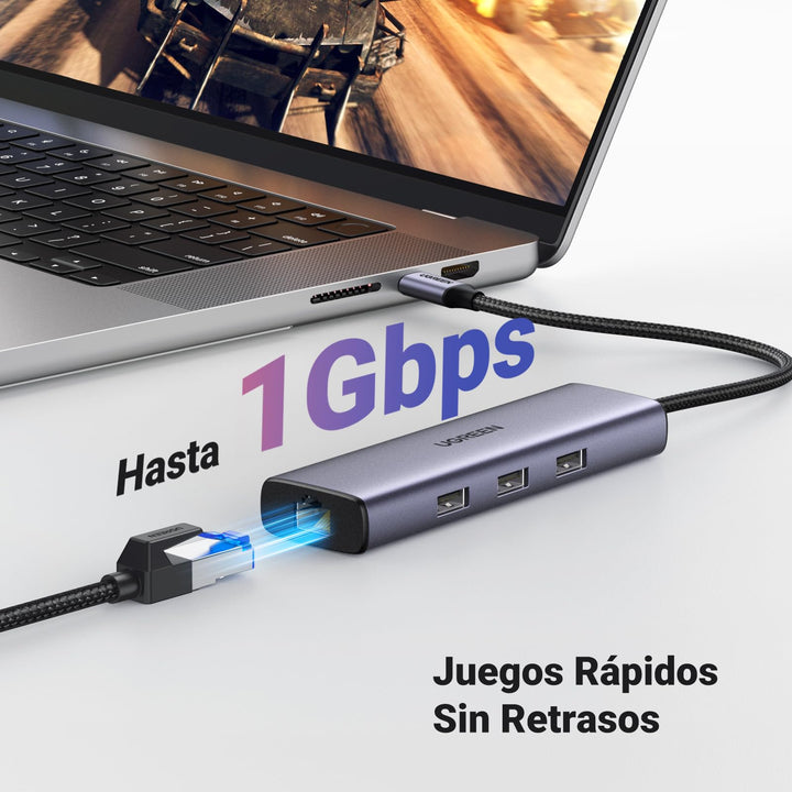 UGREEN Revodok Hub USB C Ethernet Gigabit HDMI 4K PD 100W Adaptador