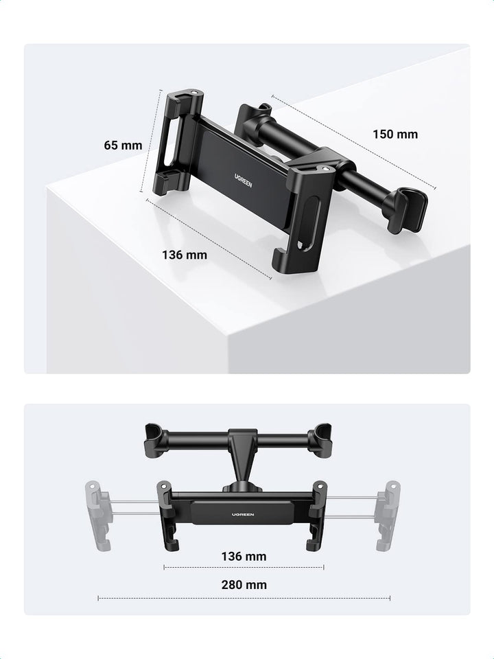 UGREEN Soporte Tablet Coche, Soporte Reposacabezas Movil Coche 360°