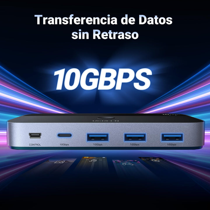 UGREEN Switch USB C 3.2 10Gbps 4 puertos Switch 2 Entradas 4 Salidas