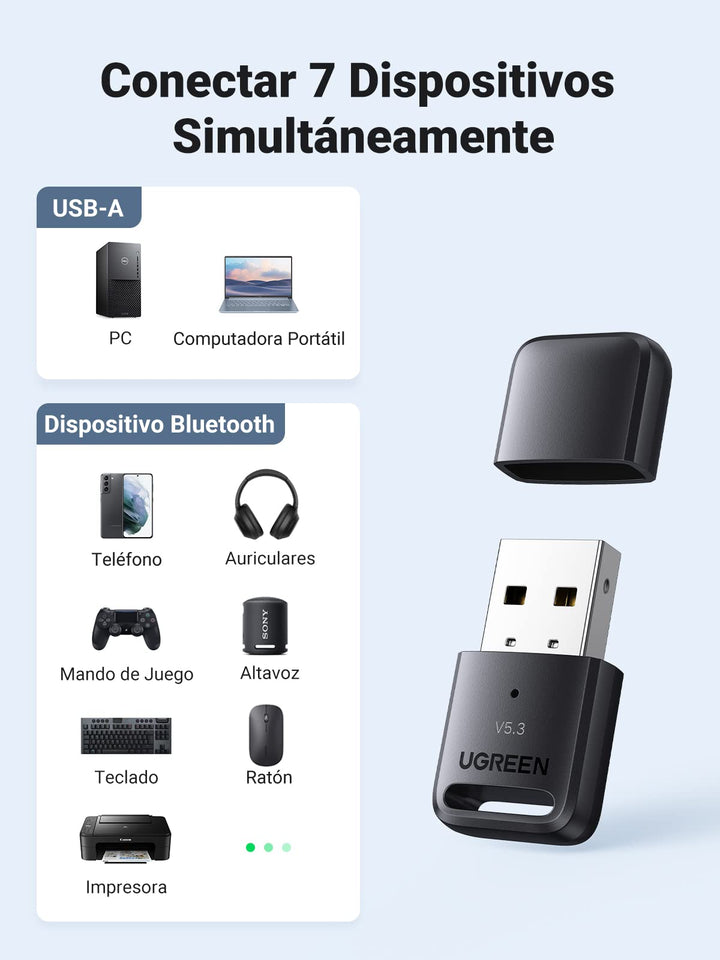 UGREEN USB Bluetooth 5.3 Adaptador Bluetooth para PC 