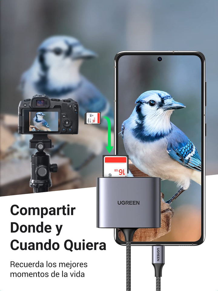 UGREEN USB C Lector de Tarjetas SD Micro SD con Puerto USB 2.0